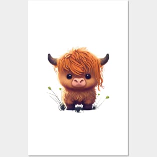 Highland Cow Cute Brown Fluffy Posters and Art